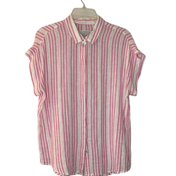 Rails Jamie Sleeveless Button Down in Pink & White Kokomo Stripe Print. Size M. - Picture 4 of 12